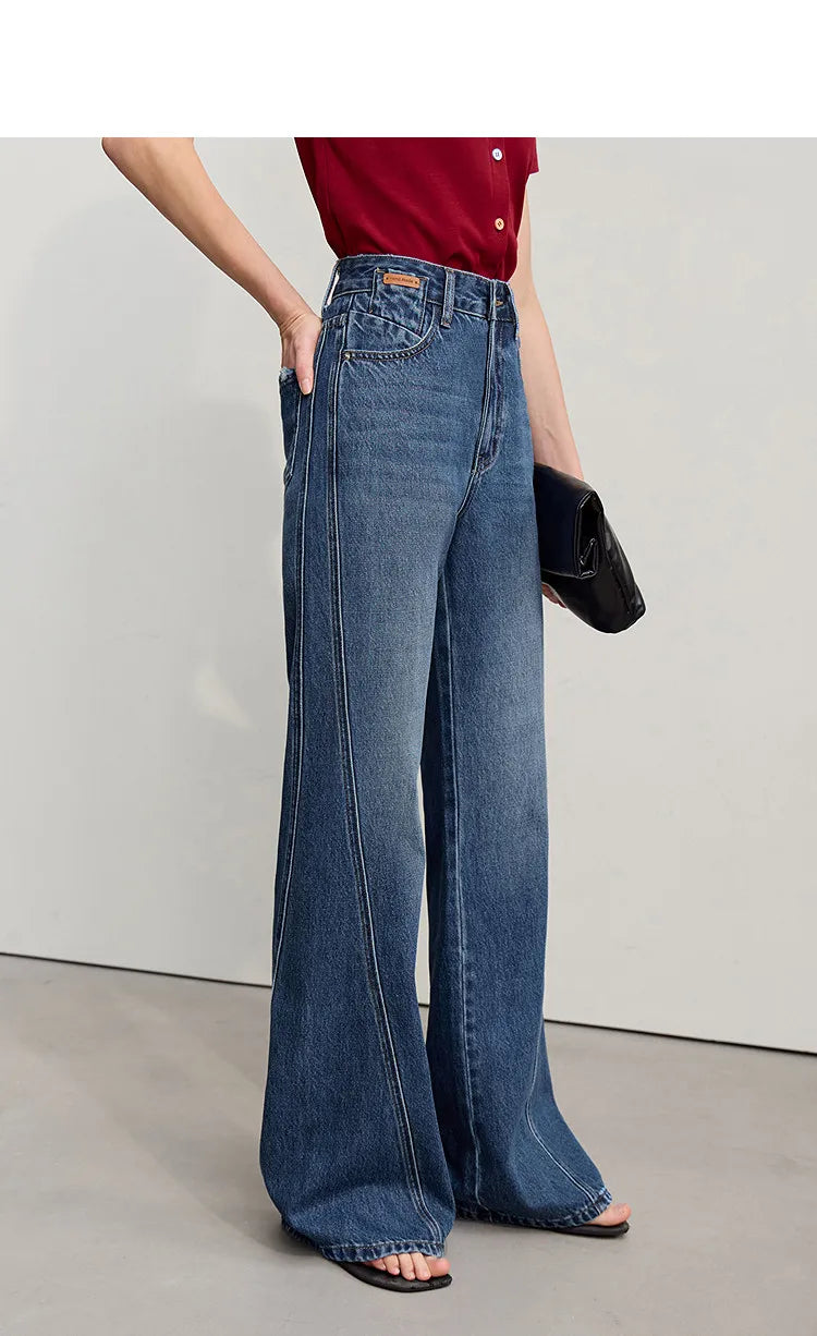 Women's Jeans 2026 Spring New Casual Cotton Denim Flared Long Pants Retro Loose Commuter Versatile Woman Trousers 12651025
