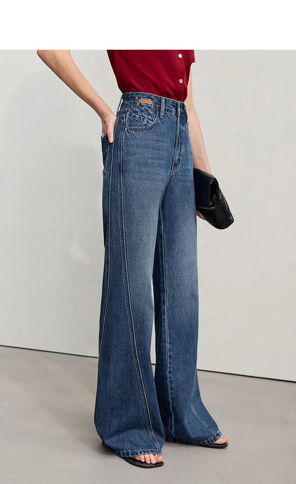 Women's Jeans 2026 Spring New Casual Cotton Denim Flared Long Pants Retro Loose Commuter Versatile Woman Trousers 12651025