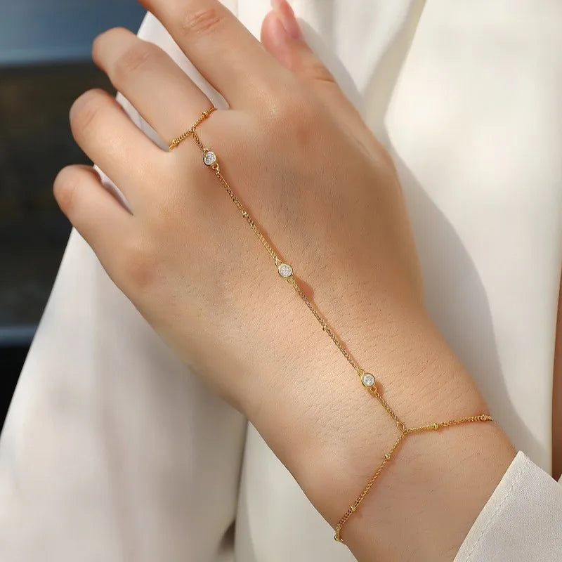3EX Marquise Cut Moissanite Finger Chain Bracelets for Women 14-20cm Wrist Size Adjustable s925 Silver Hand Jewelry Gift