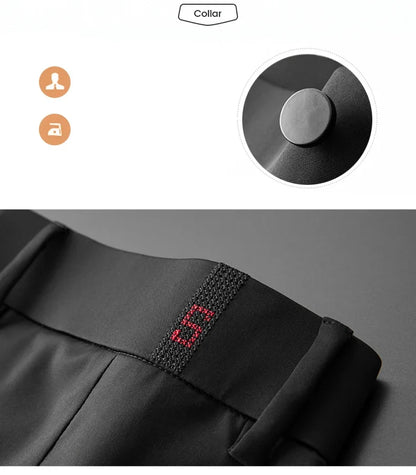 New Ice Silk Casual Pants Men Spring and Summer Mid Straight Thin Breath Pants Comfortable Light Elastic Loose Trousers