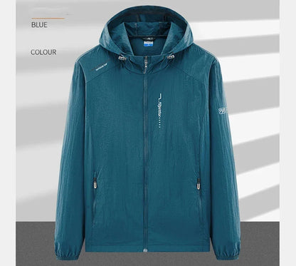 UPF50+ Summer Outdoor Quick Dry Sun-Protective Thin Jacket Men Hiking Fishing Cycling Hooded Gym Sport Ultra Light Windbreaker
