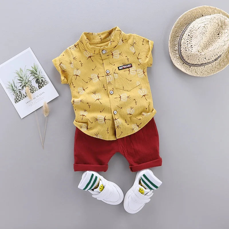 New Summer Fashion Children Baby Boys Clothes Suits Infant Full Printed Shirt Shorts 2pcs/Set Kids Toddler Casual Outfit 0-5Y