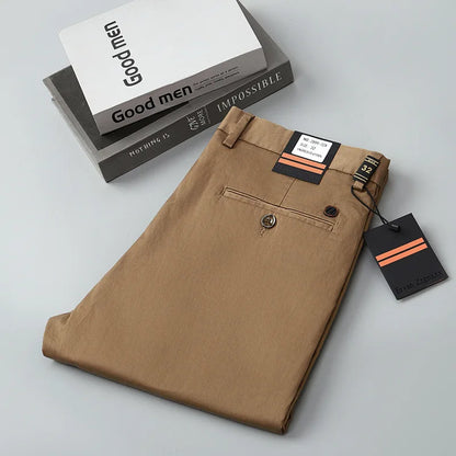 97% Cotton Straight Casual Pants Business formal Black Blue Stretch Mens Trousers Khaki Brown Mens Pants