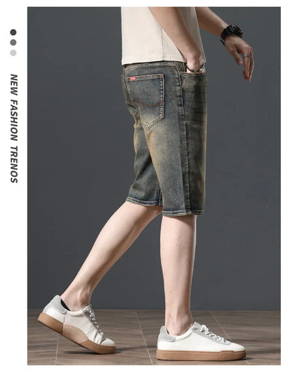 2025 Summer Brand Stretch Thin Bermuda Masculina Cotton Denim Jeans Jorts Men Knee Length Soft Ropa Hombre Shorts