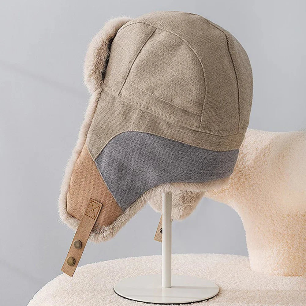 Russian Hat Men Women Winter Fur Hats Male Female Patchwork Russian Hat Thick Warm Ski Earflap Cap Windproof Bomber Hats
