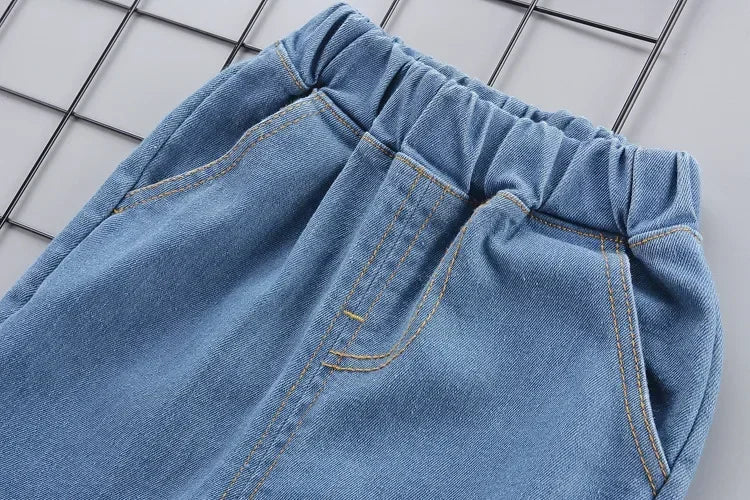 2-5 Years Spring Autumn Comfortable Casual Boys Clothing Set 2 Color Cartoon Car Full Sleeve Shirt + Jeans 2Pcs Outfit For Kids