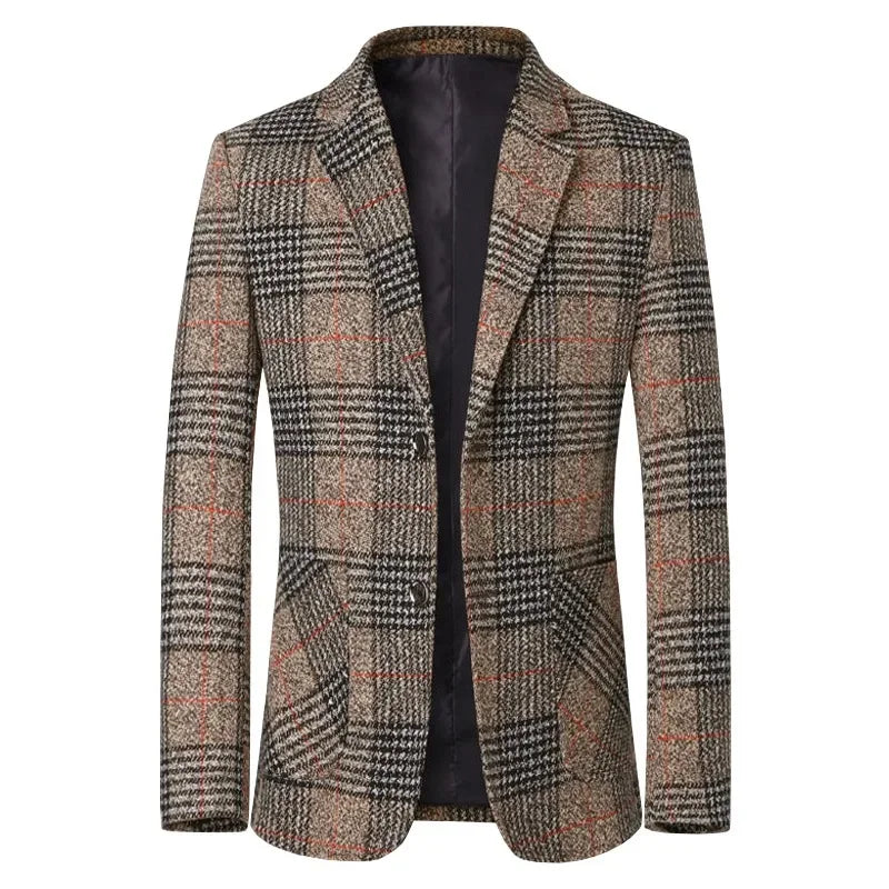 Men Plaid Blazers Suits Jackets New Spring Autumn Male Korean Design Blazers Coats Business Casual Slim Fit Blazers Men Clothing