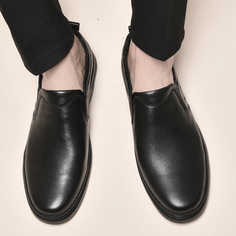 Genuine Leather for Men Business Shoes Stylish Male Comfortable Flats All-match Male Driving Shoes Classic Men Shoes for Wedding