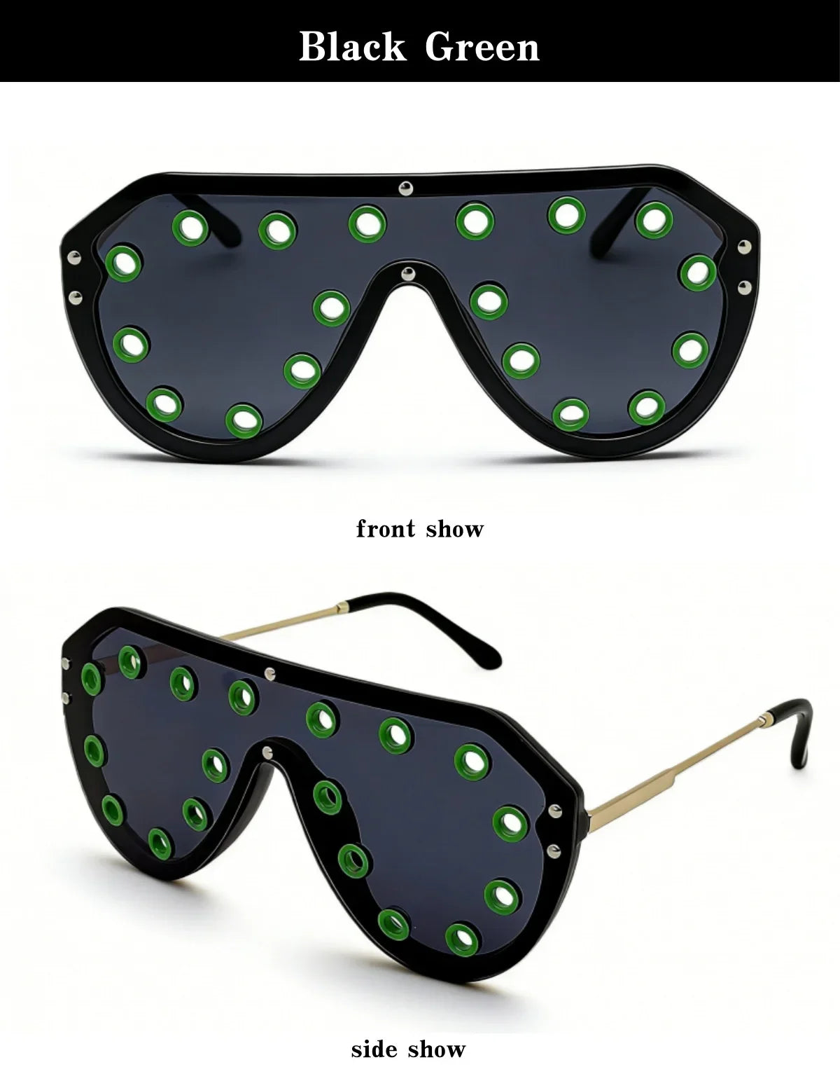 Trendy y2k Oversized One-piece Sunglasses Women Luxury Metal Rivet Party Cool Big Frame Shades UV400 Beach Club Streetwear