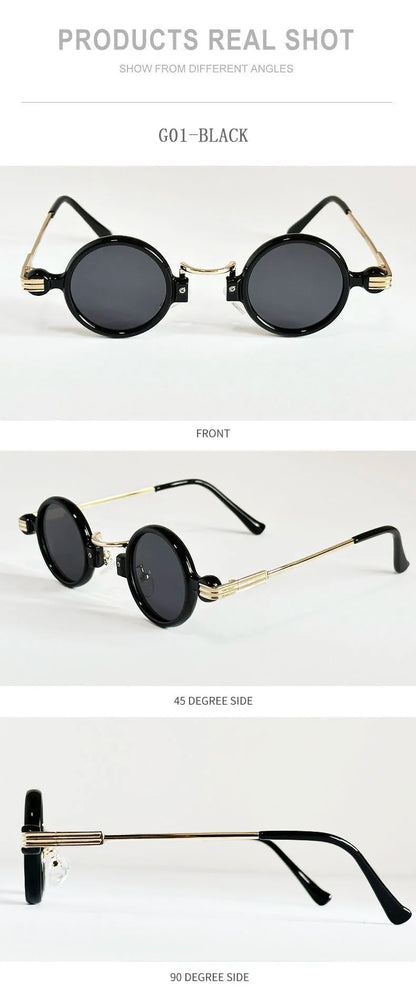 Small Round Punk Sunglass Men Vintage Vacation Steampunk Sunglasses Women Trendy Retro Fashion Glasses Gafas De Sol Hombre Vasos