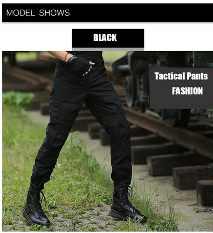 Men's Fashion Outdoor Hiking Overalls Pants Camouflage Tactical Pants Hunting Uniform Fighting Multi-Pocket Trousers