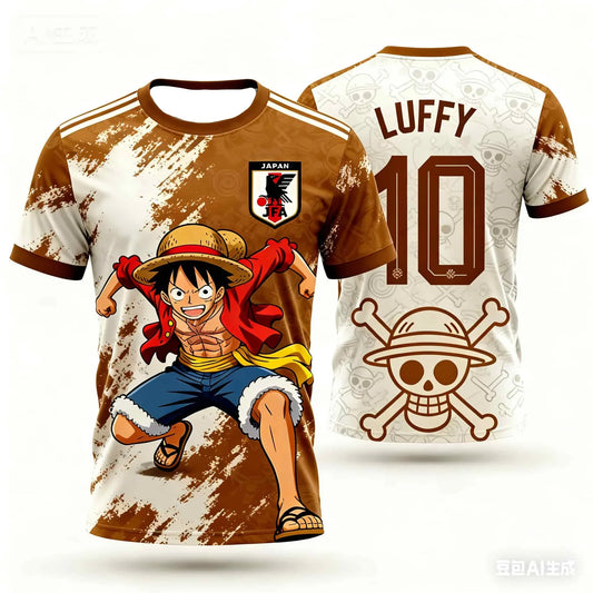 2026 Japan One Piece Luffy Football Jersey T-shirt Kids Football Special Jersey Kit Adult Men's Quick-Drying Sweatshirt