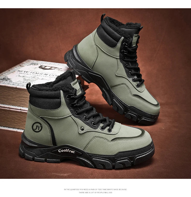Mens Boots Casual Shoes Winter Platform Leather Designer Luxury Chelsea Cowboy Outdoor Work Safety Ankle Sneakers 2025
