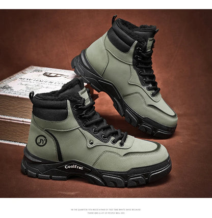Mens Boots Casual Shoes Winter Platform Leather Designer Luxury Chelsea Cowboy Outdoor Work Safety Ankle Sneakers 2025