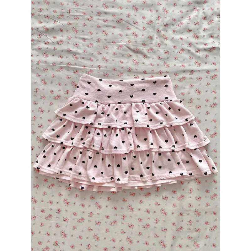Women Cute Lace Ruffles Party Mini Skirts Harajuku Y2k Faldas Mujer Lolita Style Princess Vintage Cake Skirt Sweet Kawaii
