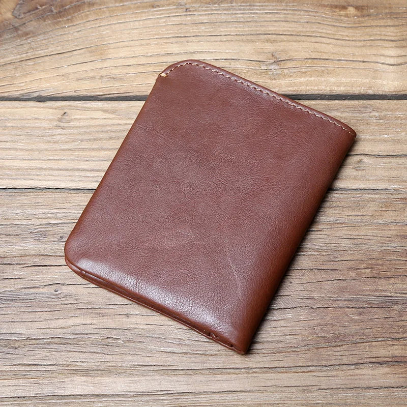 Leather Men's Wallet Credit Card Bag Mini Wallet Top Cowhide Coin Wallet Women's Wallet Thin Wallet Vertical Photo Wallet