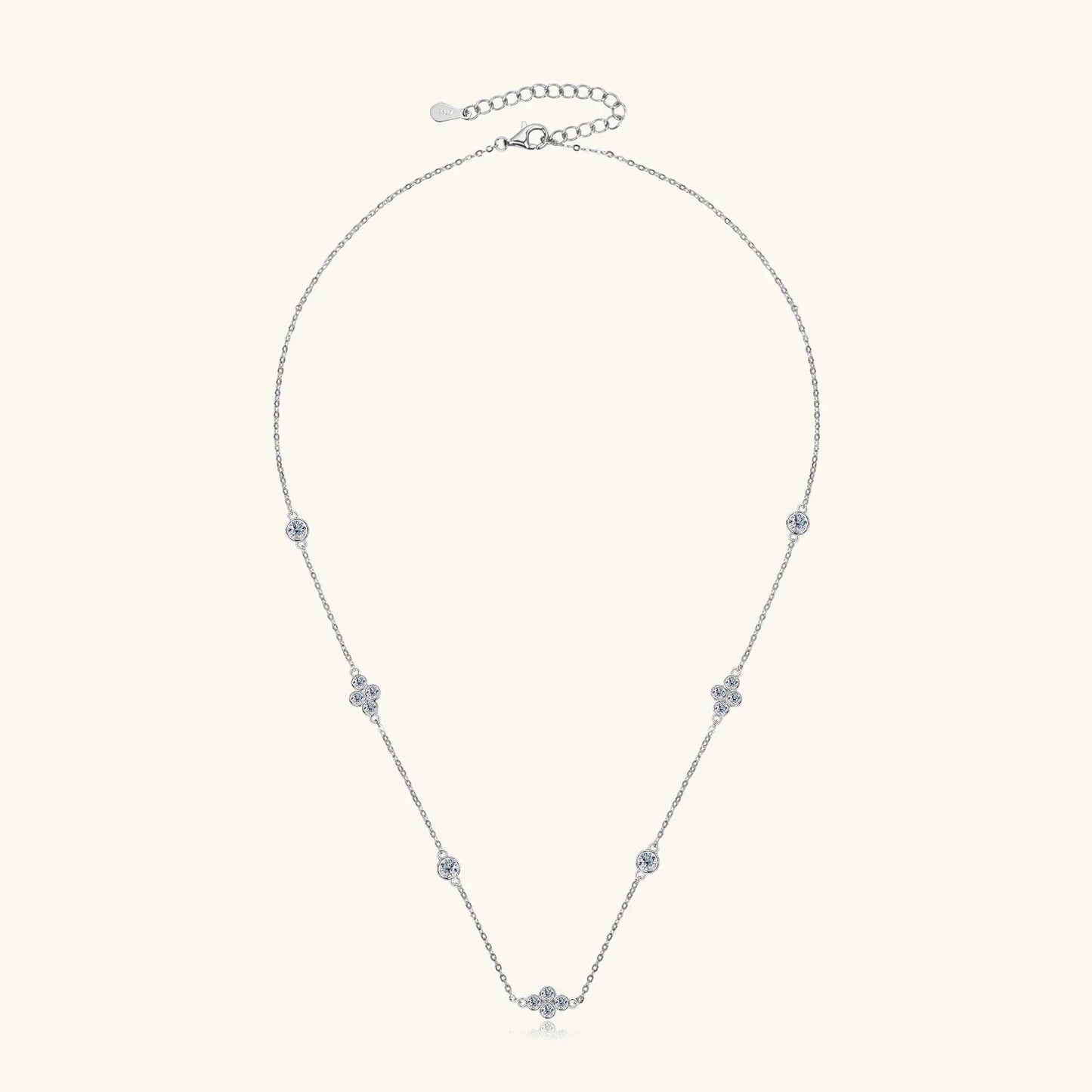 925 Sterling Silver Choker Necklaces 3mm Moissanite Clover Necklace for Women Neck Chain Female Jewelry Gift