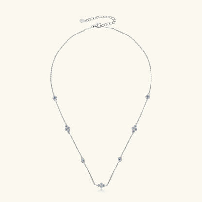 925 Sterling Silver Choker Necklaces 3mm Moissanite Clover Necklace for Women Neck Chain Female Jewelry Gift