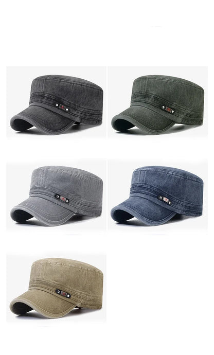 New Washed Hat Made Old Cotton Flat Top Autumn And Winter Peaked Hat Outdoor Breathable Faded Visor Hat Men