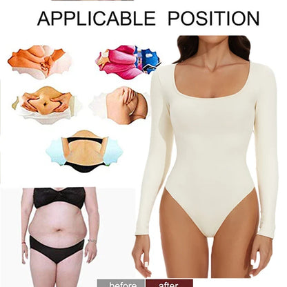Open Crotch Big U Neck Seamless Bodysuit Long Sleeve Spandex Elastic Body Suit Shapewear Tummy Control Waist Shapers