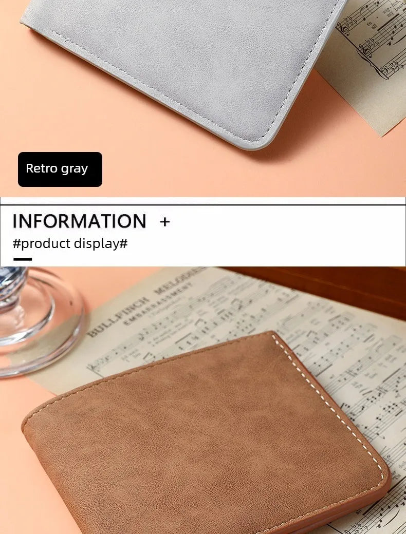 2026 Nouveau Portefeuille Homme Court Pince à Billets Zippé Cuir Souple Léger Simple