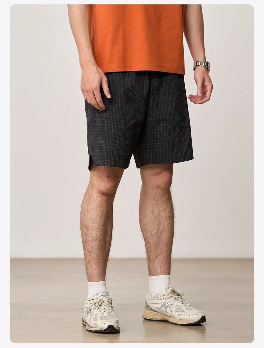 2026 Summer New Lightweight 100gsm Fabric Shorts Men Drawstring Elastic Waist Oversize Casual Outdoor Beach Shorts