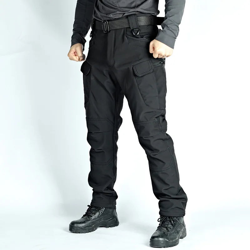 2024 City Cargo Pants Men Winter Tactical Fleece Sharkskin Warm Trousers Outdoor Waterproof Multi-Pocket Climbing Trekking Pants