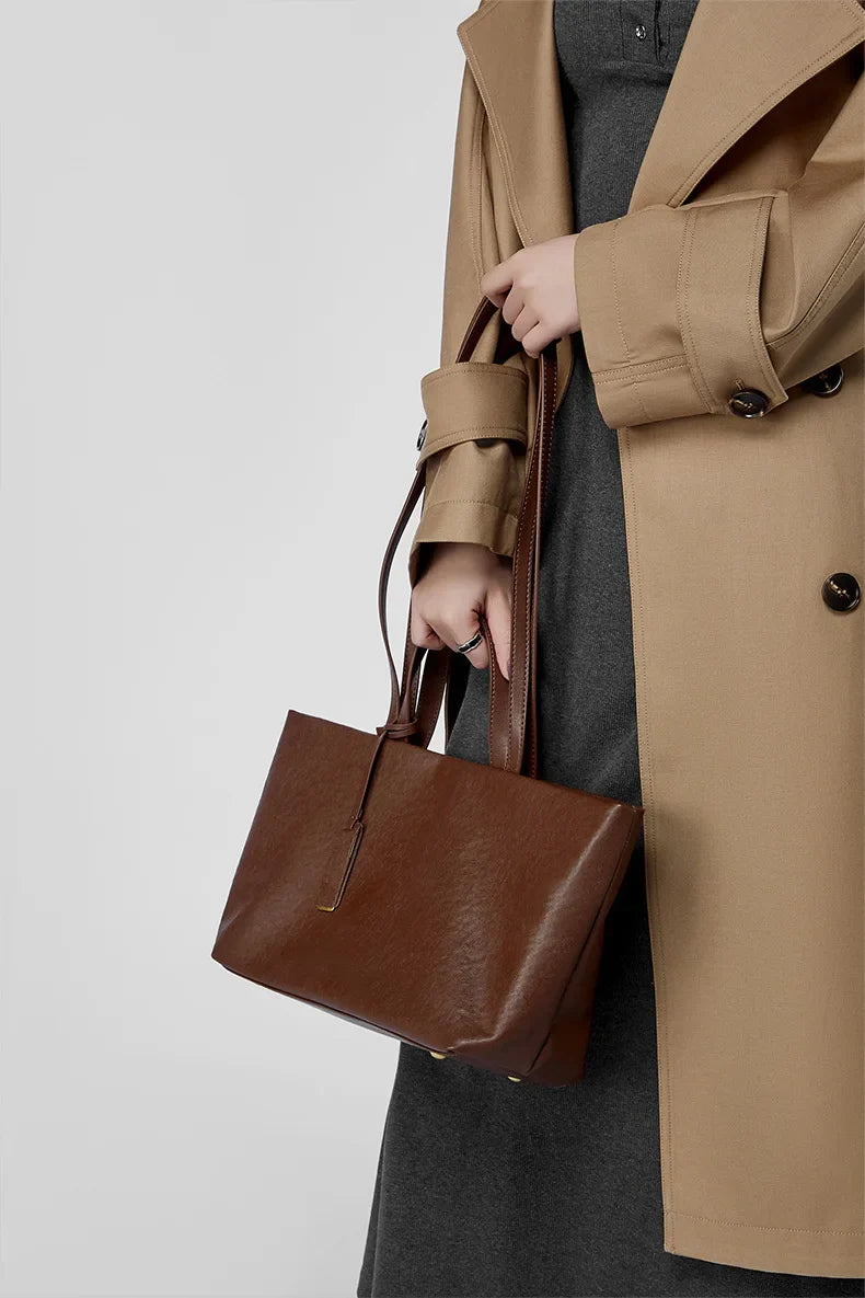 Luxury Women's Shoulder Bag Soft Leather Large Capacity Square Fashion Tote Bag Korean Fashionable Handbag Shopping Underarm Bag