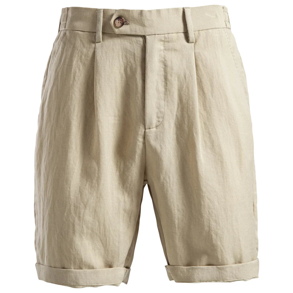 Comfortable Men's Shorts Solid Color Elastic Waist Multi Pocket Cotton Linen Blend Breathable Quick Dry Summer Shorts