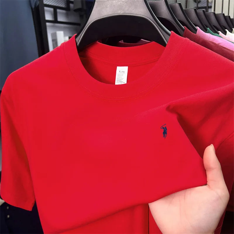 100% cotton high-end short sleeve T-shirt summer designer brand pony embroidery round neck top fashion casual golf men's wear