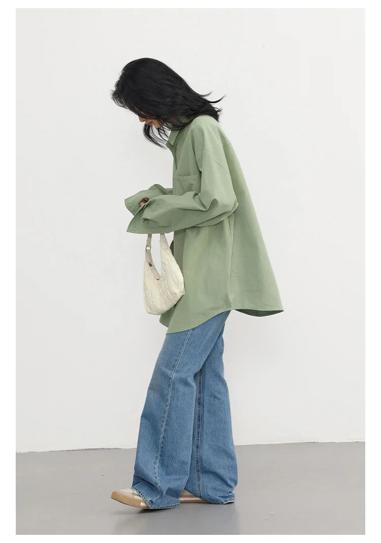 Korean Women's Long-sleeved Shirt Loose Woman Tops Fashion Woman Blouse Office Lady Coat 2025 Spring Autumn Clothing