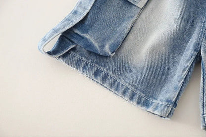 New Baby Boys Girls Summer Clothes Sets Kids Infant Letter T shirt + Denim Shorts 2pcs/sets Children Clothing Tracksuits Set