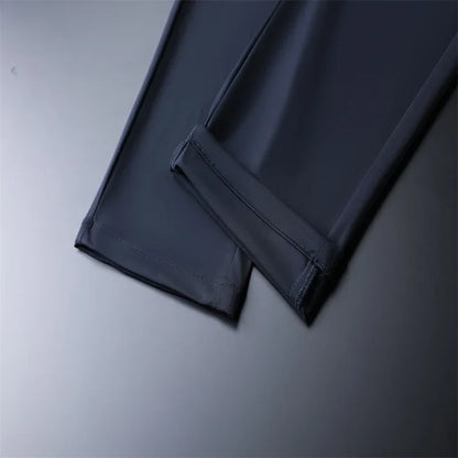 New Summer Men's Ice Silk High Stretch Business Suit Pants Male Army Green Blue Elastic Formal Office Straight Formal Trousers