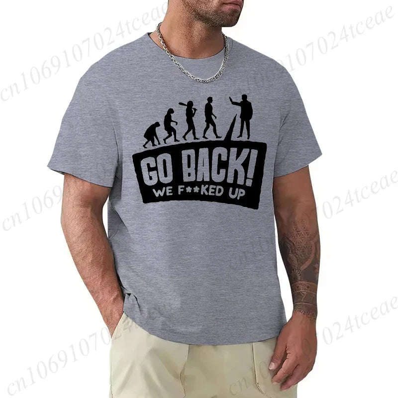 Evolution Themed Humor Print Men's T-Shirt Clothing Oversized Humorous Graphic Tee Shirts for Women Tops Tees Hip Hop Streetwear