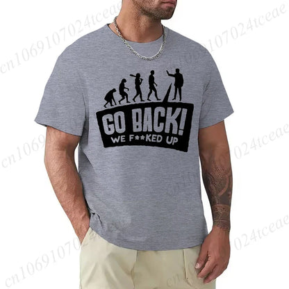 Evolution Themed Humor Print Men's T-Shirt Clothing Oversized Humorous Graphic Tee Shirts for Women Tops Tees Hip Hop Streetwear