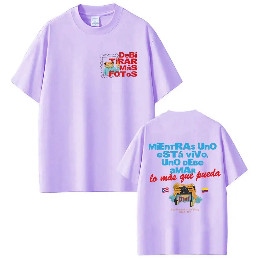 Rapper Bad Bunny T-shirt Debi Tirar Mas Fotos DTMF Tour T Shirts Men's Women Clothing Fashion Hip Hop Vintage T-shirt Streetwear