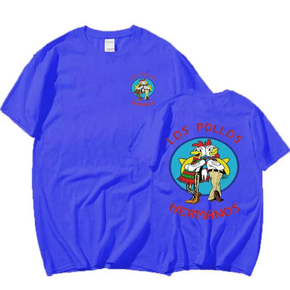 TV Series Breaking Bad Los Pollos Hermanos Double Sided Print T Shirts Funny Chicken Brothers Men's Women's T-shirt Streetwear