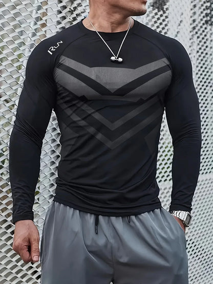 Men's Quick Dry Athletic Muscle Fit T-shirt, Men's Breathable Compression T-shirt, Comfy Top For Summer Sport