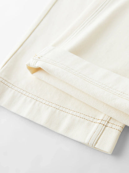 Straight High Waist Jeans for Women Winter Solid Simple All-match 2025 New Long and Short Versatile Pants Korean Style