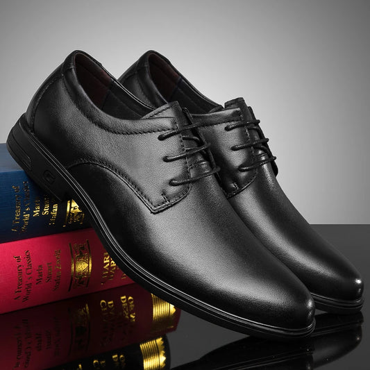 2024 Man Cow Leather Shoes Rubber Sole Casual Men's Shoes Formal Office Business Dress Genuine Leather Oxfords Wedding Shoes