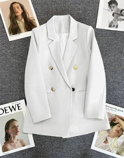 Spring Autumn High Quality Long Sleeve Female Blazer Double Button Jacket Ladies Business Work Wear Formal Coat Women Outerwea