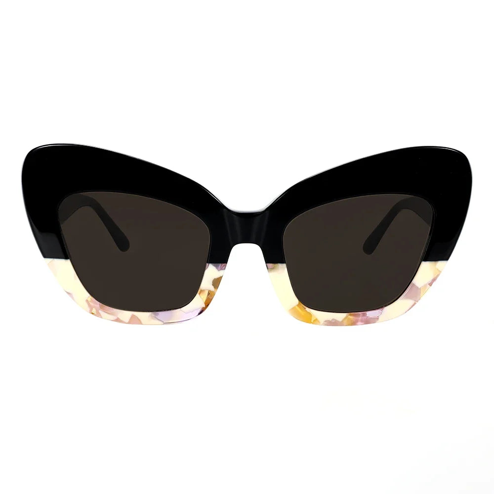 Trendy Retro Sunglasses Asymmetric Color Block Cat Frame UV400 for Women Men Polarized Daily Cool Style Modern Fasion