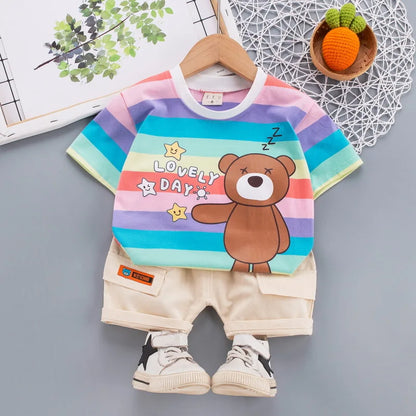 0-4 Year Old Boys and Girls Cute Cotton Summer Clothes Set Children's Short-Sleeved T-Shirt handsome