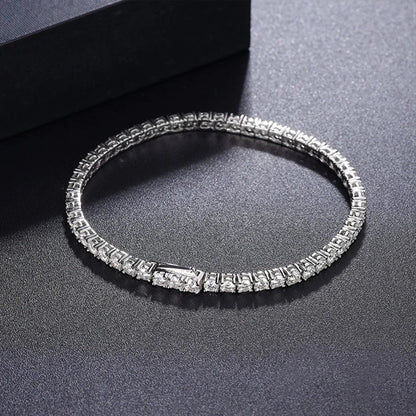 2-5mm D Color Full Moissanite Tennis Bracelet for Women Men S925 Silver Plated 18k White Gold Hidden Buckle Bracelet GRA Jewelry
