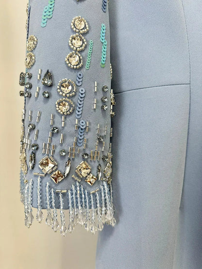 HIGH STREET Newest Fashion 2026 S/S Designer Vestido Women's Half Sleeve Stunning Beaded  Long Maxi Dress