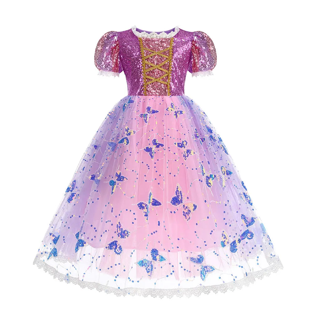 2026 Glowing Rapunzel Costume Girl LED Princess Ball Gown Christmas Light up Tangled Rapunzel Frock Toddler Girl Cosplay Dress