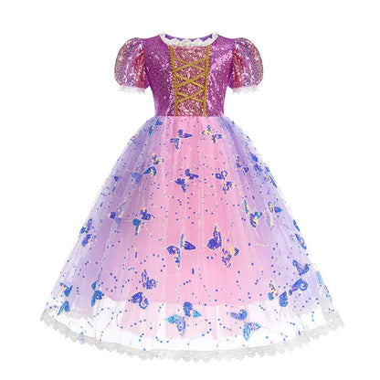 2026 Glowing Rapunzel Costume Girl LED Princess Ball Gown Christmas Light up Tangled Rapunzel Frock Toddler Girl Cosplay Dress