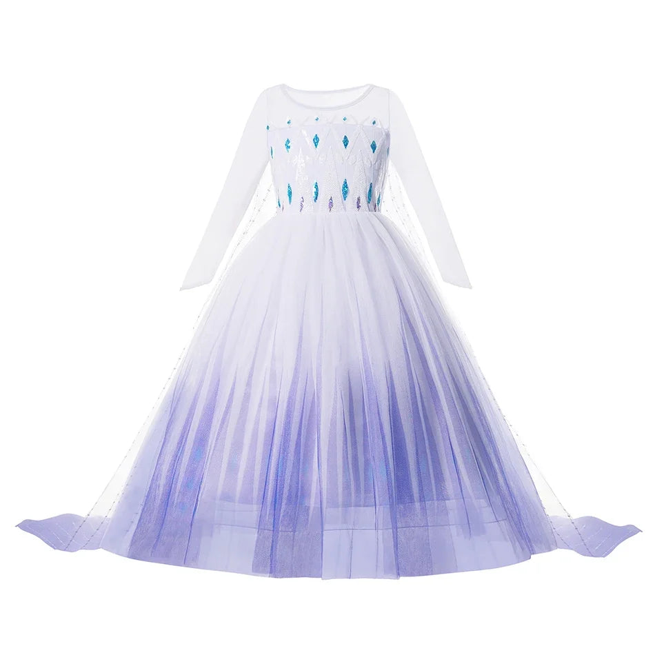 Kids Princess Cosplay Costume Girl Snow Queen Dress Halloween Carnival Clothes Cute Cosplay Evening Party Clothing for 2-10 Year