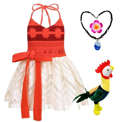 Baby Girls Dress Up Moana Costume Toddler Kids Summer Princess Dress Children Halter Dress Backless Carnival Halloween Clothes