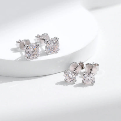 D Color 1CT Moissanite Stud Earrings 925 Sterling Silver Brilliant Round Cut Lab Created Diamond Jewelry For Women
